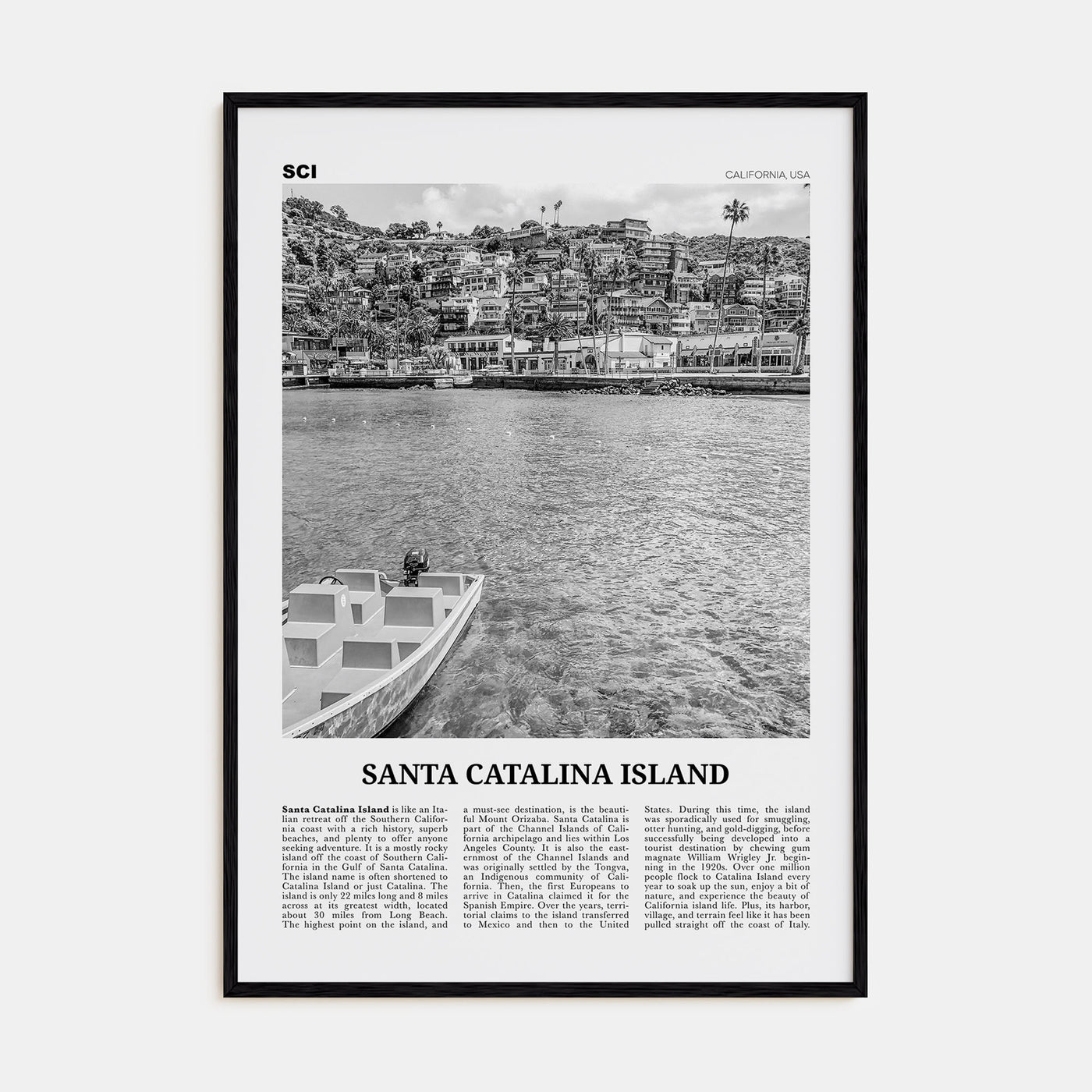 Santa Catalina Island Travel B&W No 1 Poster