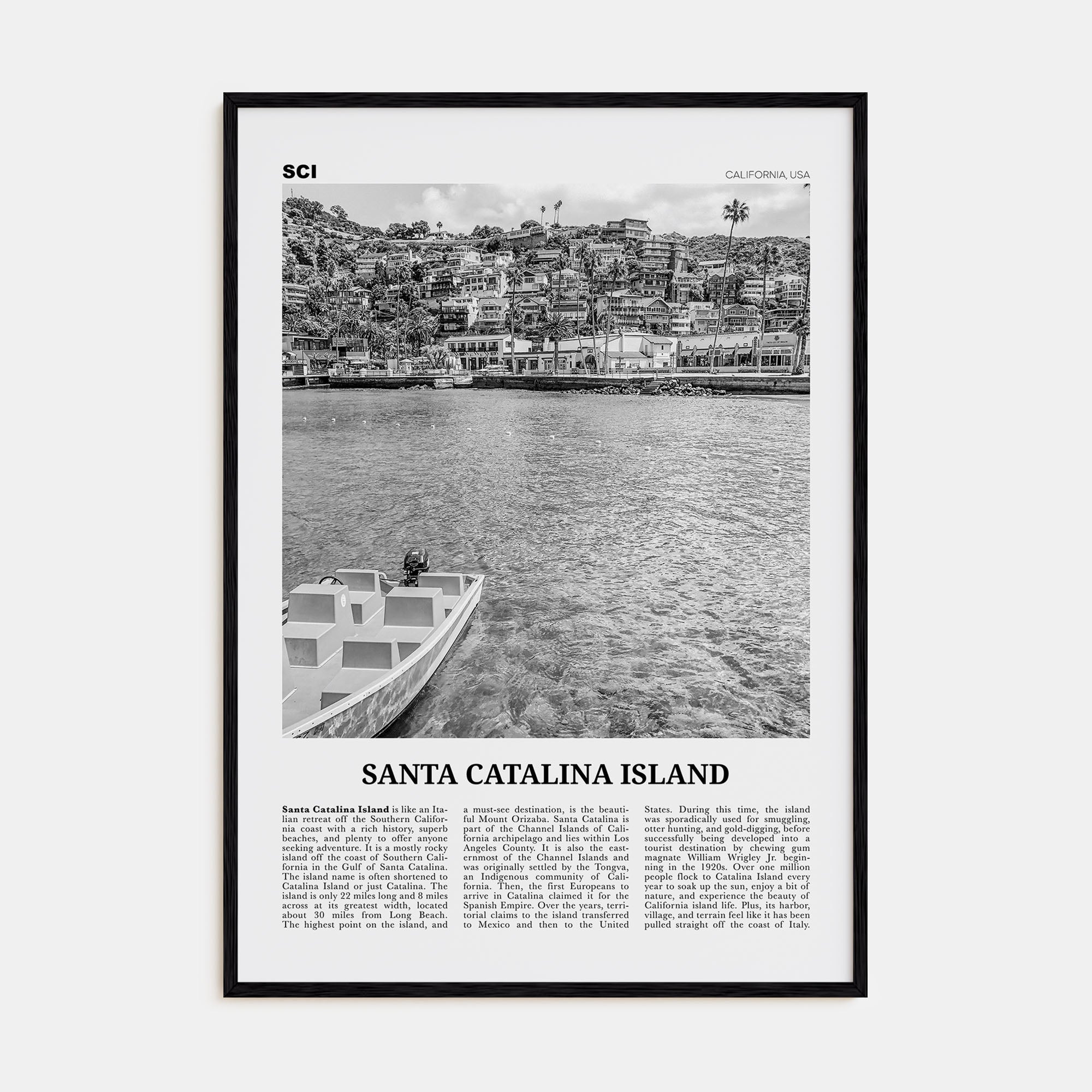 Santa Catalina Island Travel B&W No 1 Poster