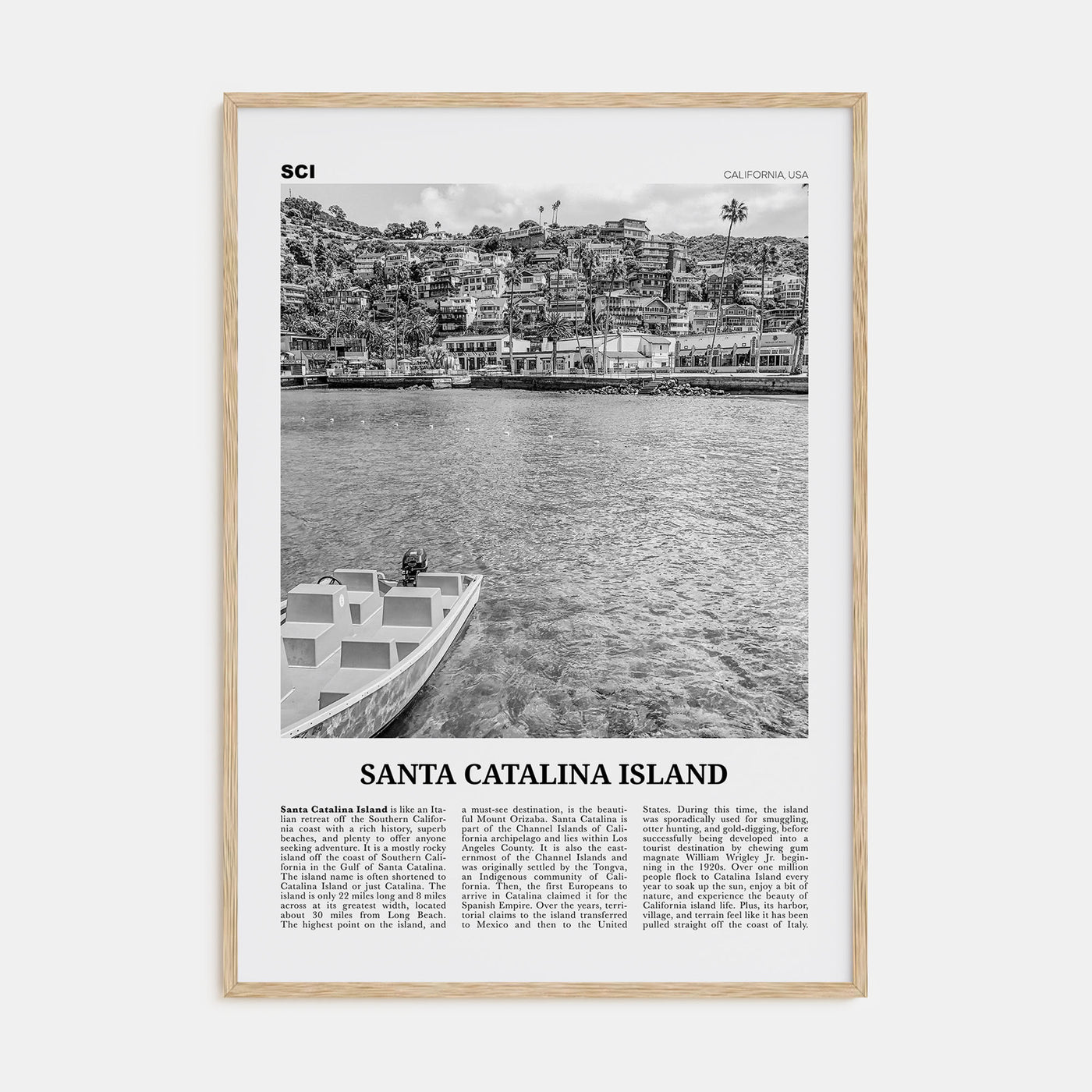 Santa Catalina Island Travel B&W No 1 Poster
