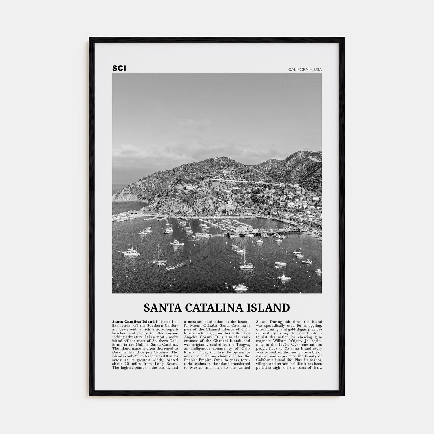 Santa Catalina Island Travel B&W No 2 Poster