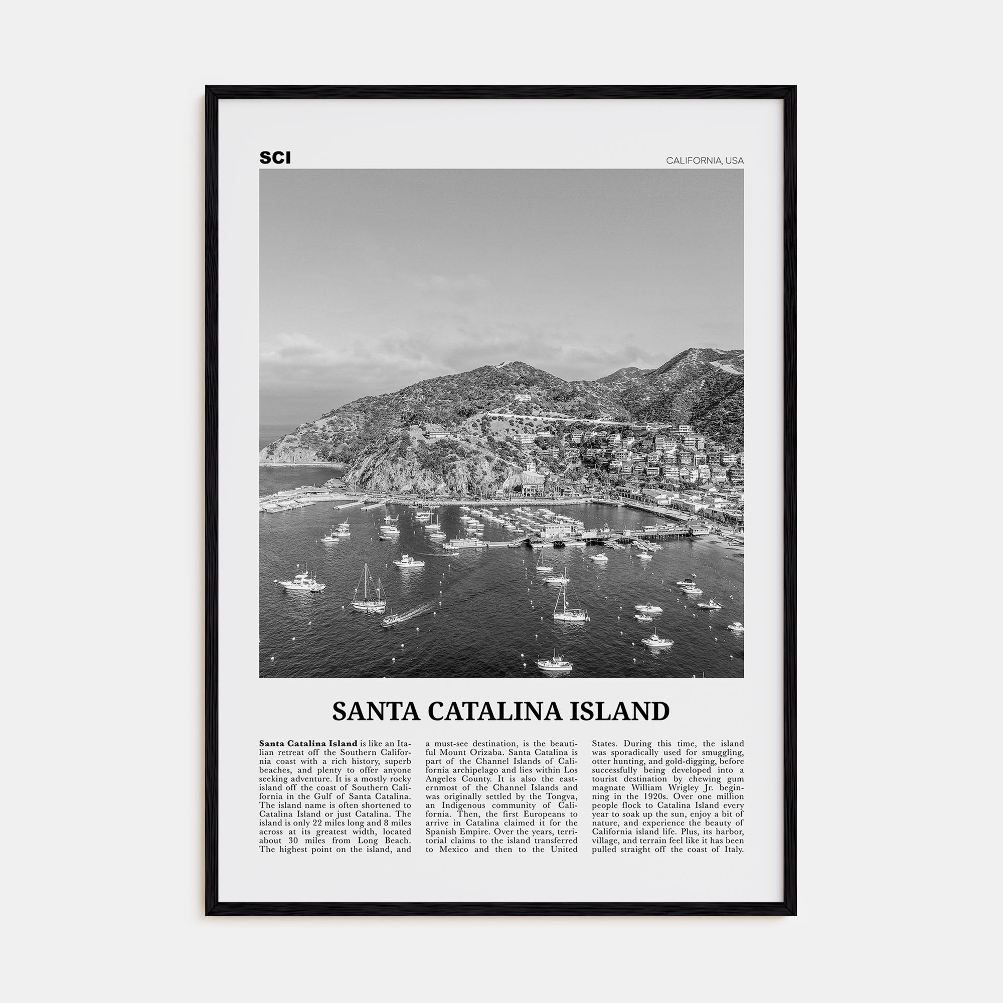 Santa Catalina Island Travel B&W No 2 Poster