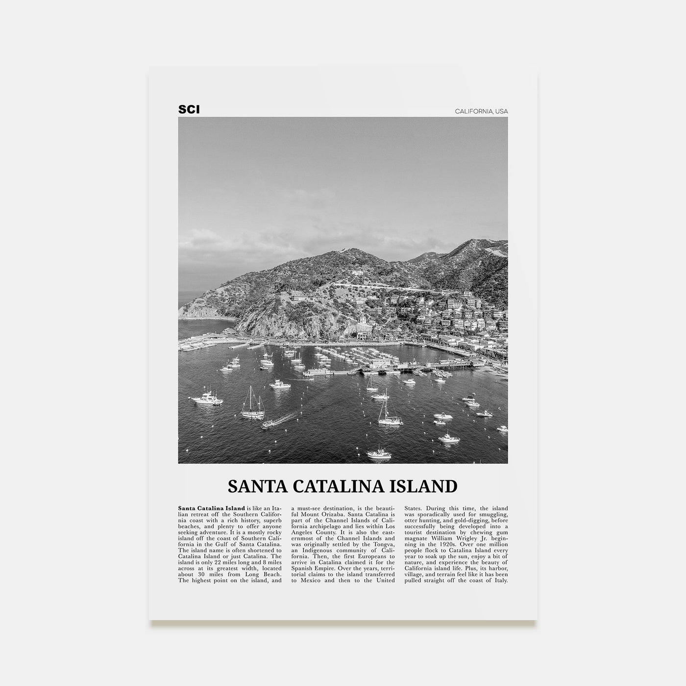 Santa Catalina Island Travel B&W No 2 Poster