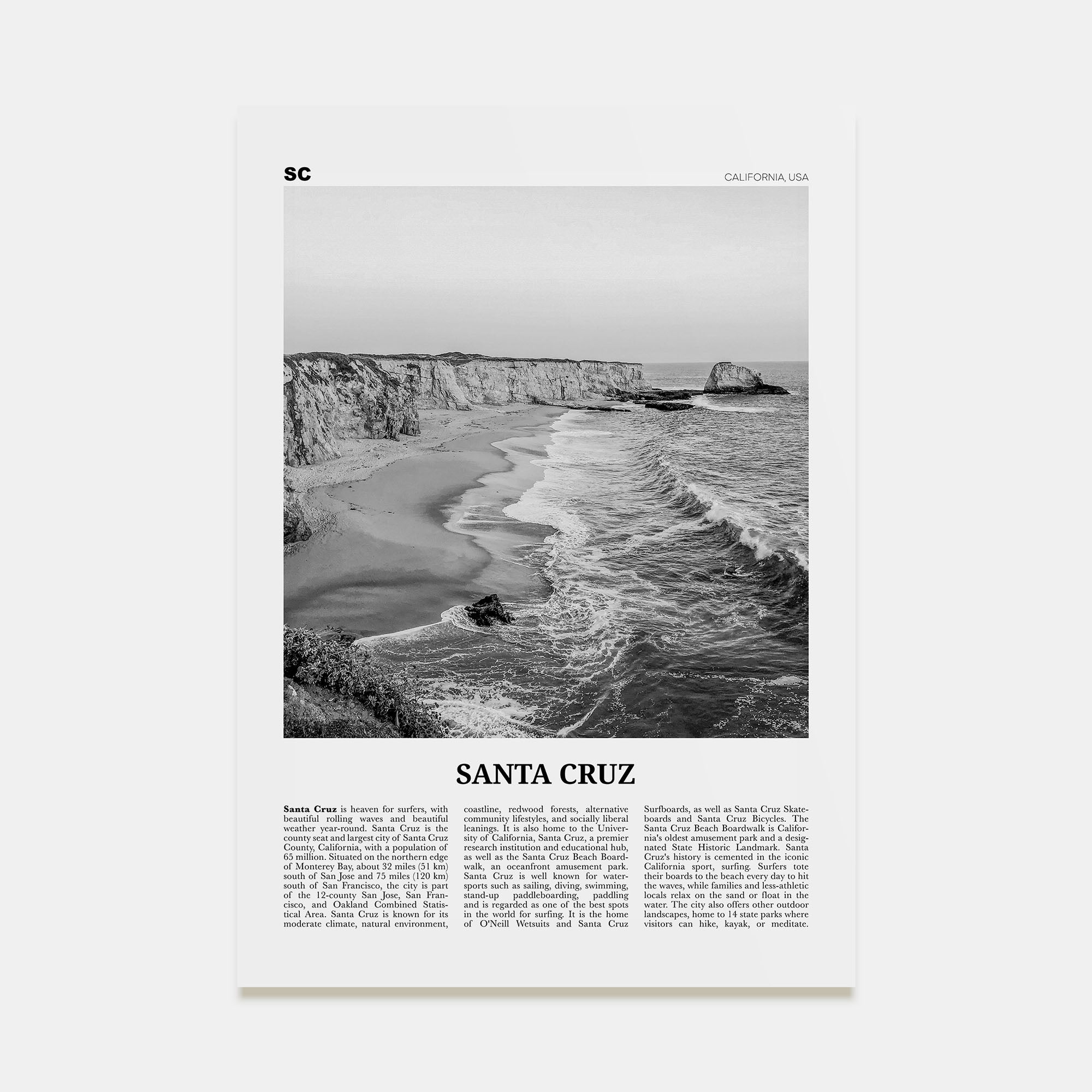 Santa Cruz Travel B&W No 1 Poster