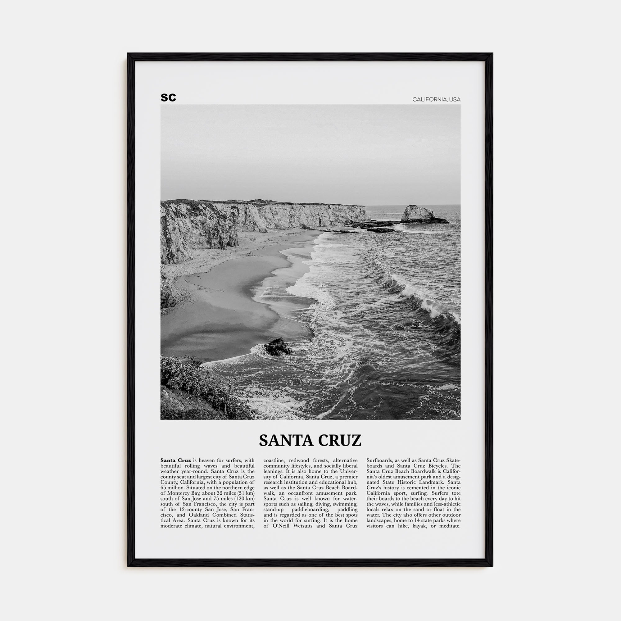 Santa Cruz Travel B&W No 1 Poster