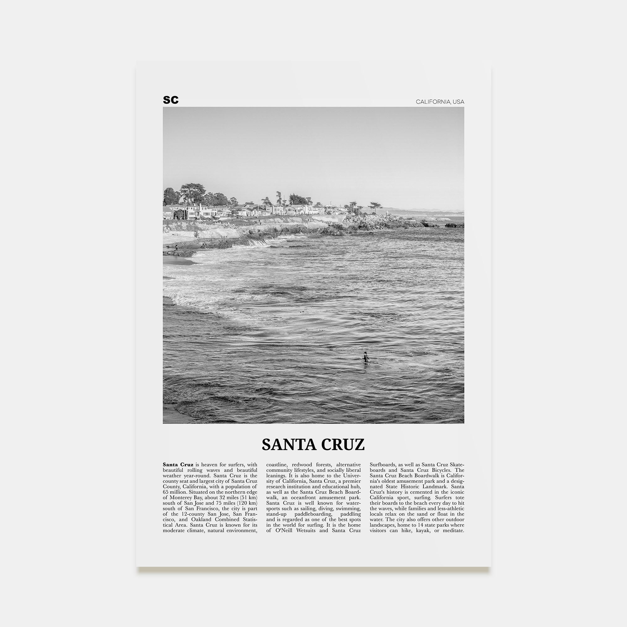 Santa Cruz Travel B&W No 2 Poster