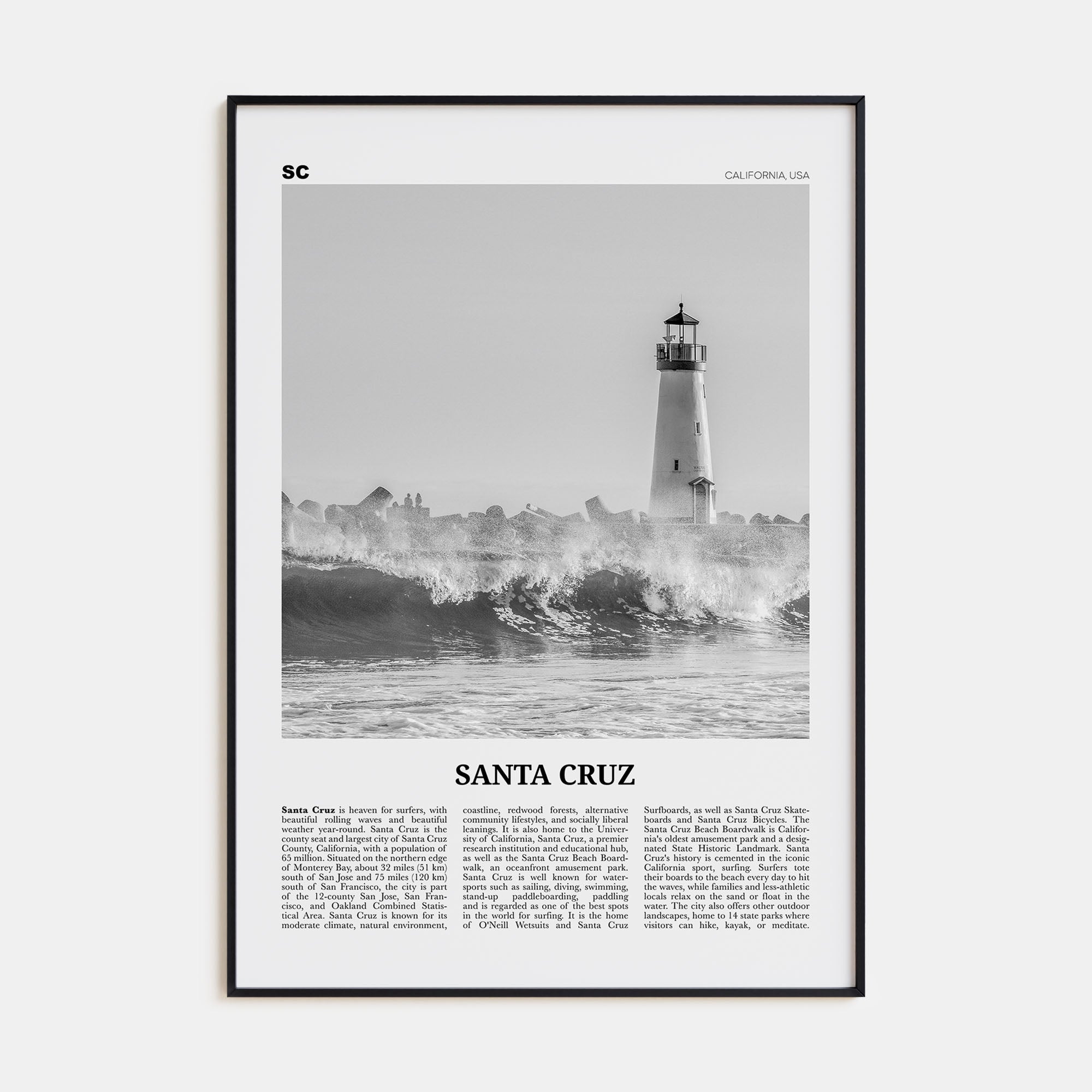 Santa Cruz Travel B&W No 3 Poster