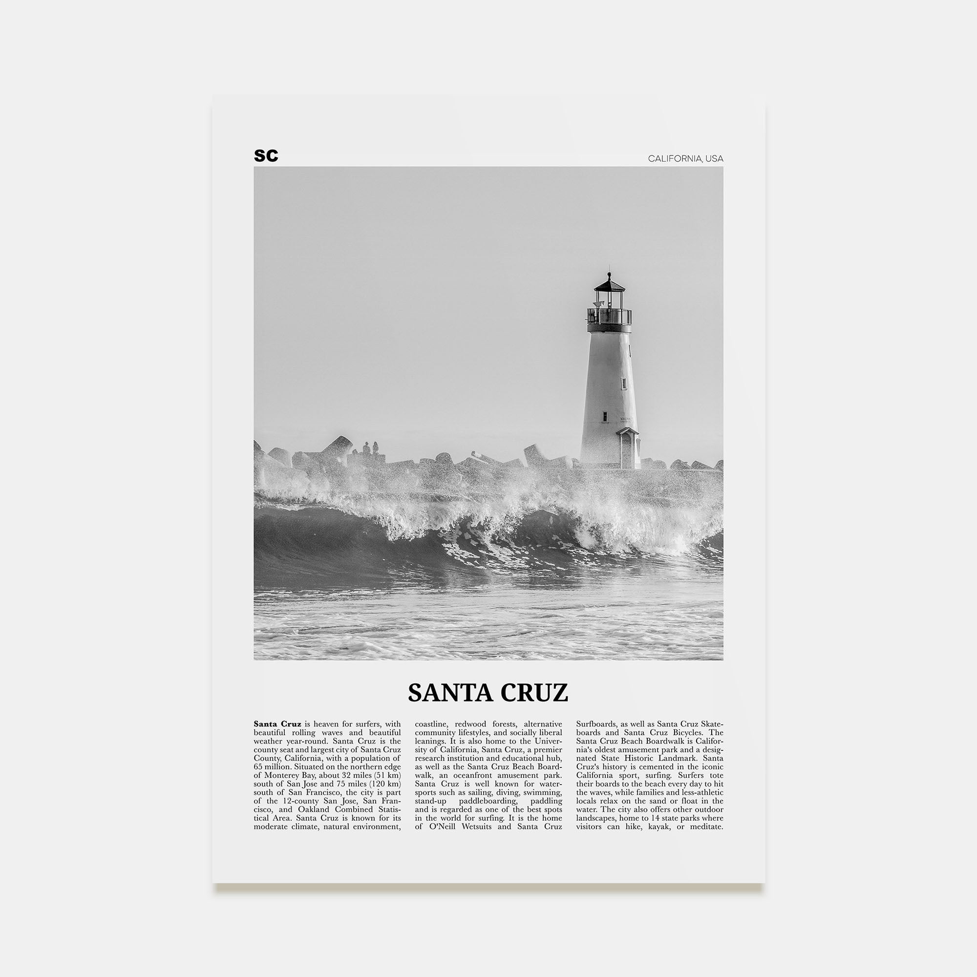 Santa Cruz Travel B&W No 3 Poster