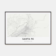 Santa Fe Map Landscape Poster