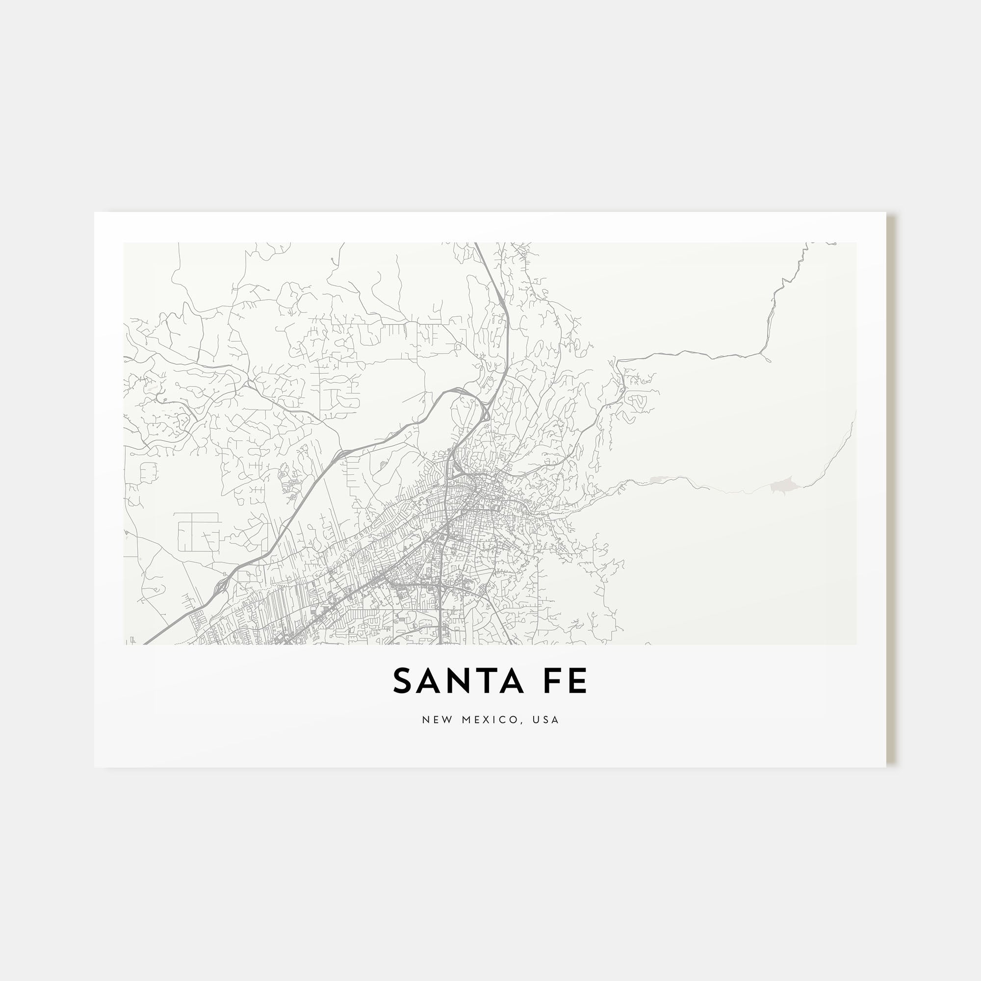 Santa Fe Map Landscape Poster