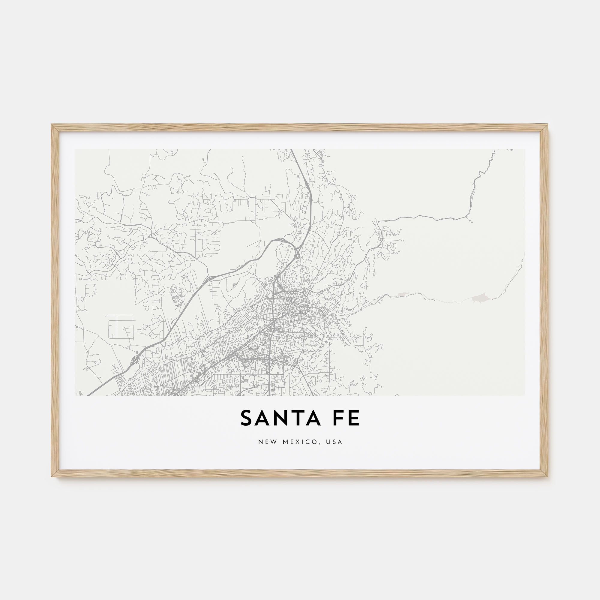 Santa Fe Map Landscape Poster