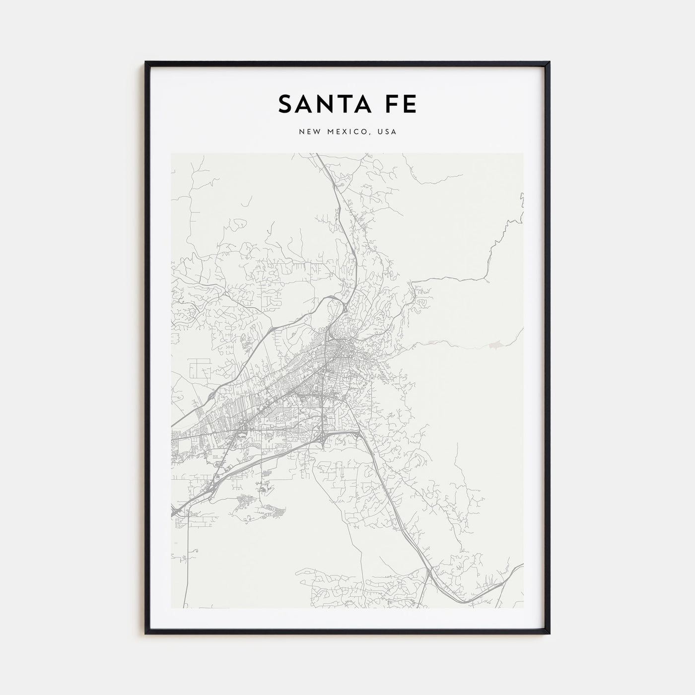 Santa Fe Map Portrait Poster