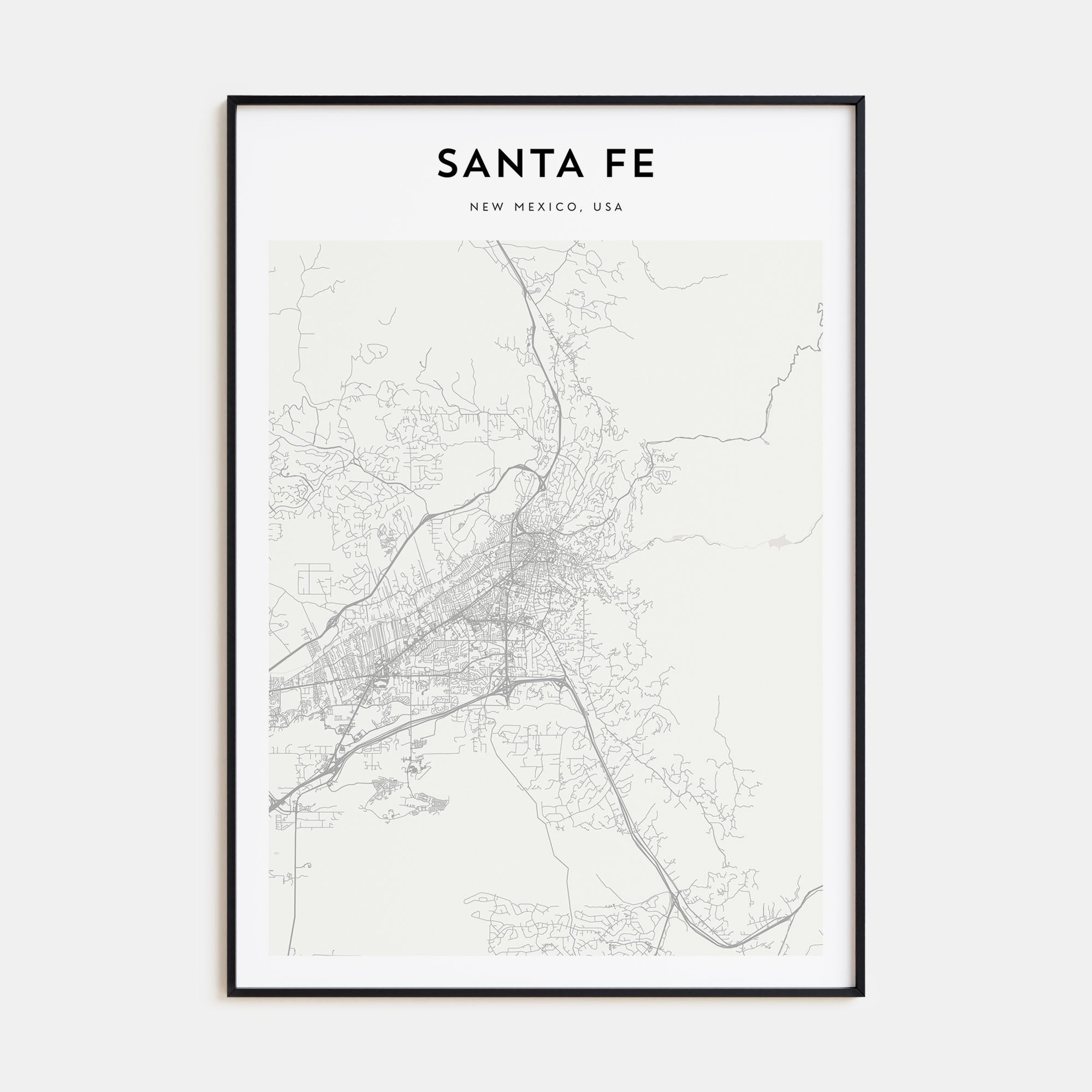 Santa Fe Map Portrait Poster