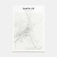Santa Fe Map Portrait Poster