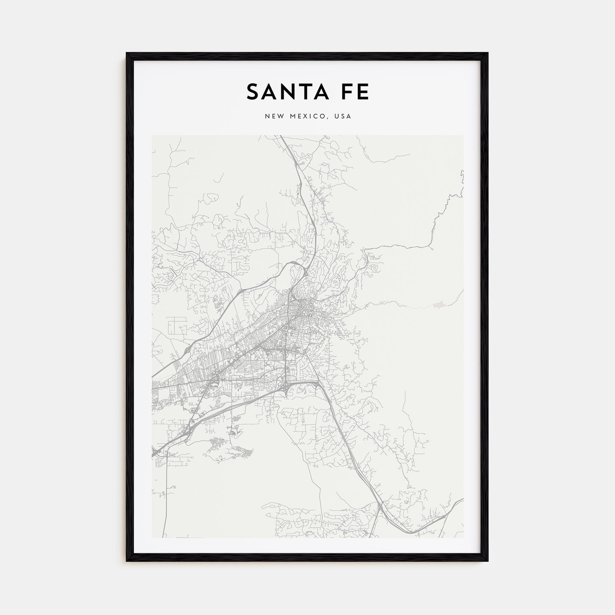 Santa Fe Map Portrait Poster