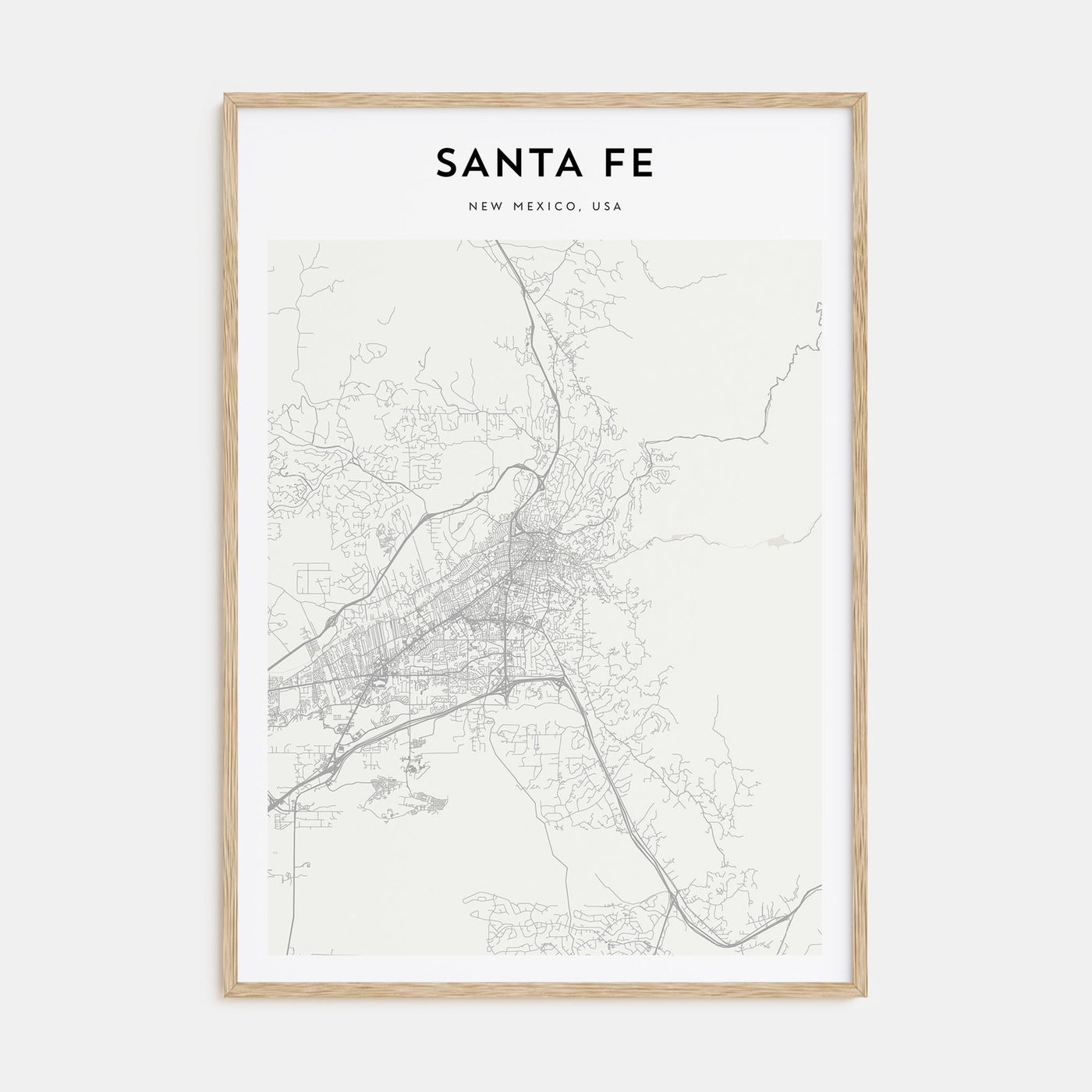 Santa Fe Map Portrait Poster