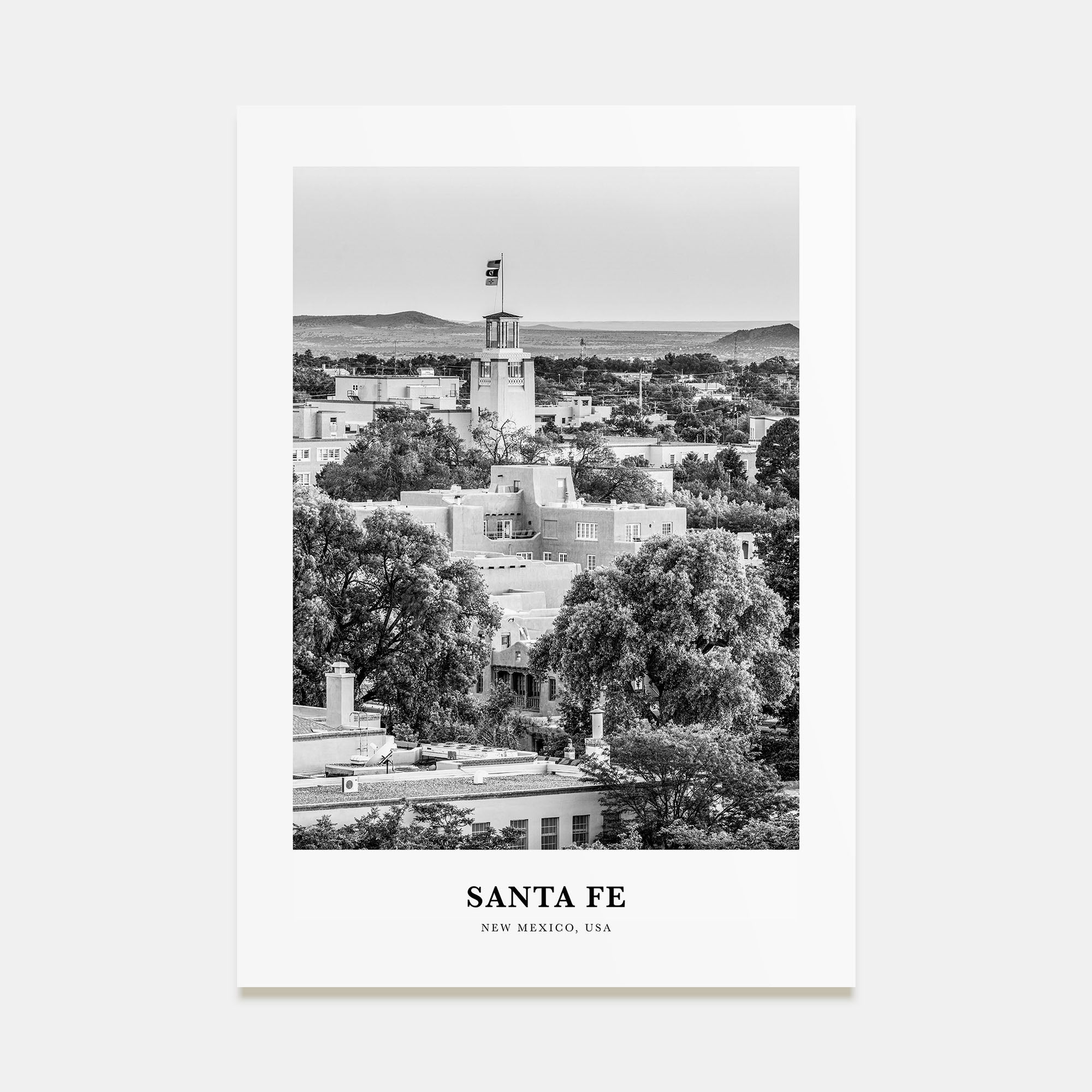Santa Fe Portrait B&W Poster