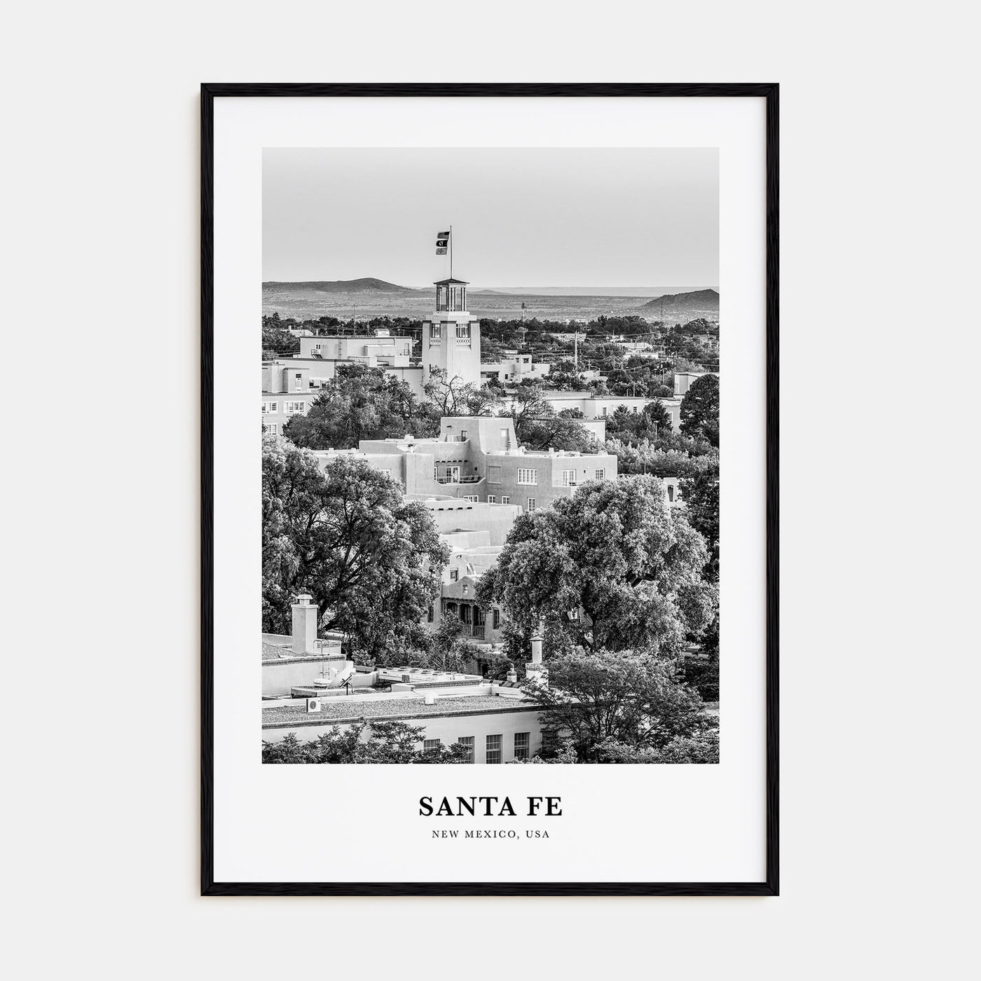 Santa Fe Portrait B&W Poster