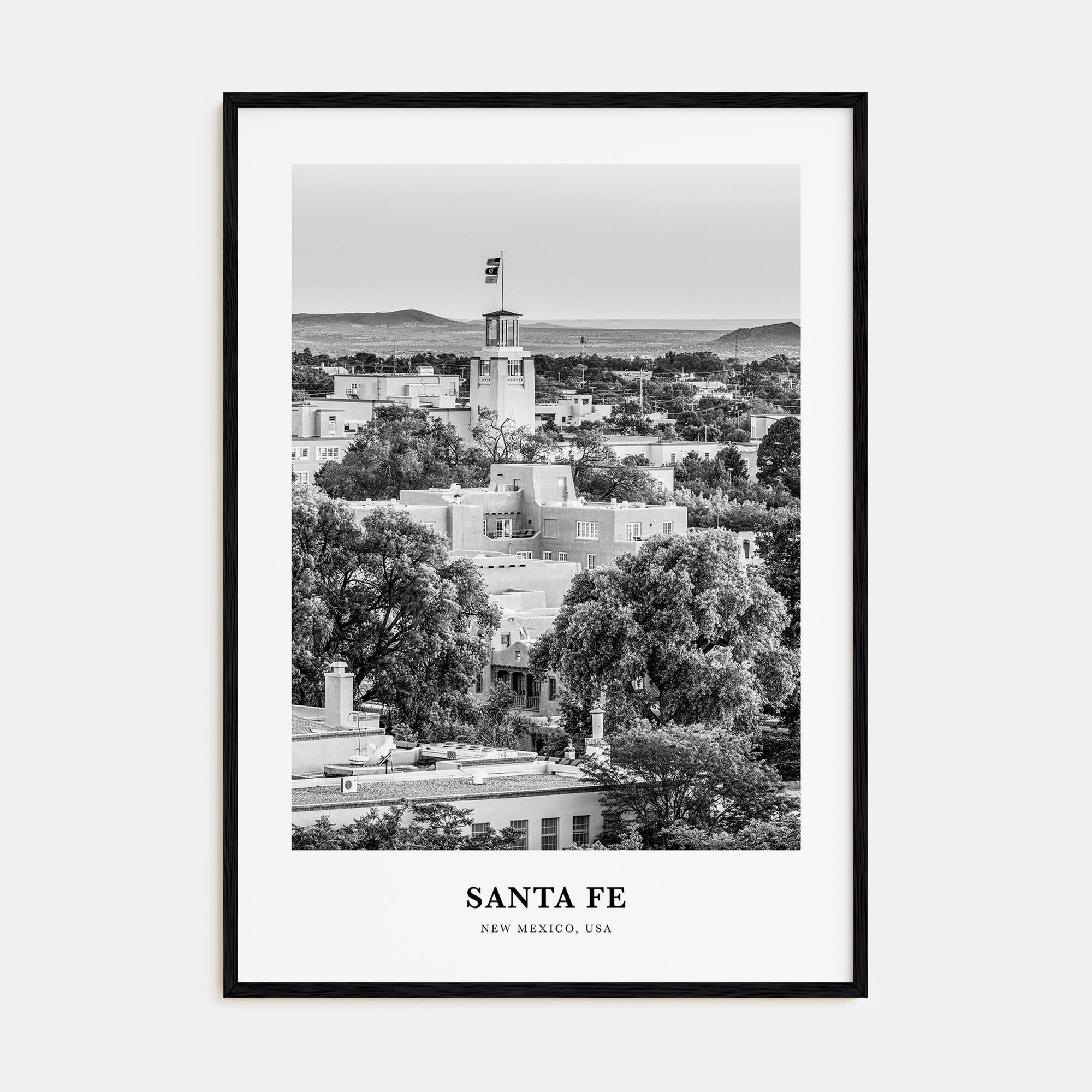 Santa Fe Portrait B&W Poster