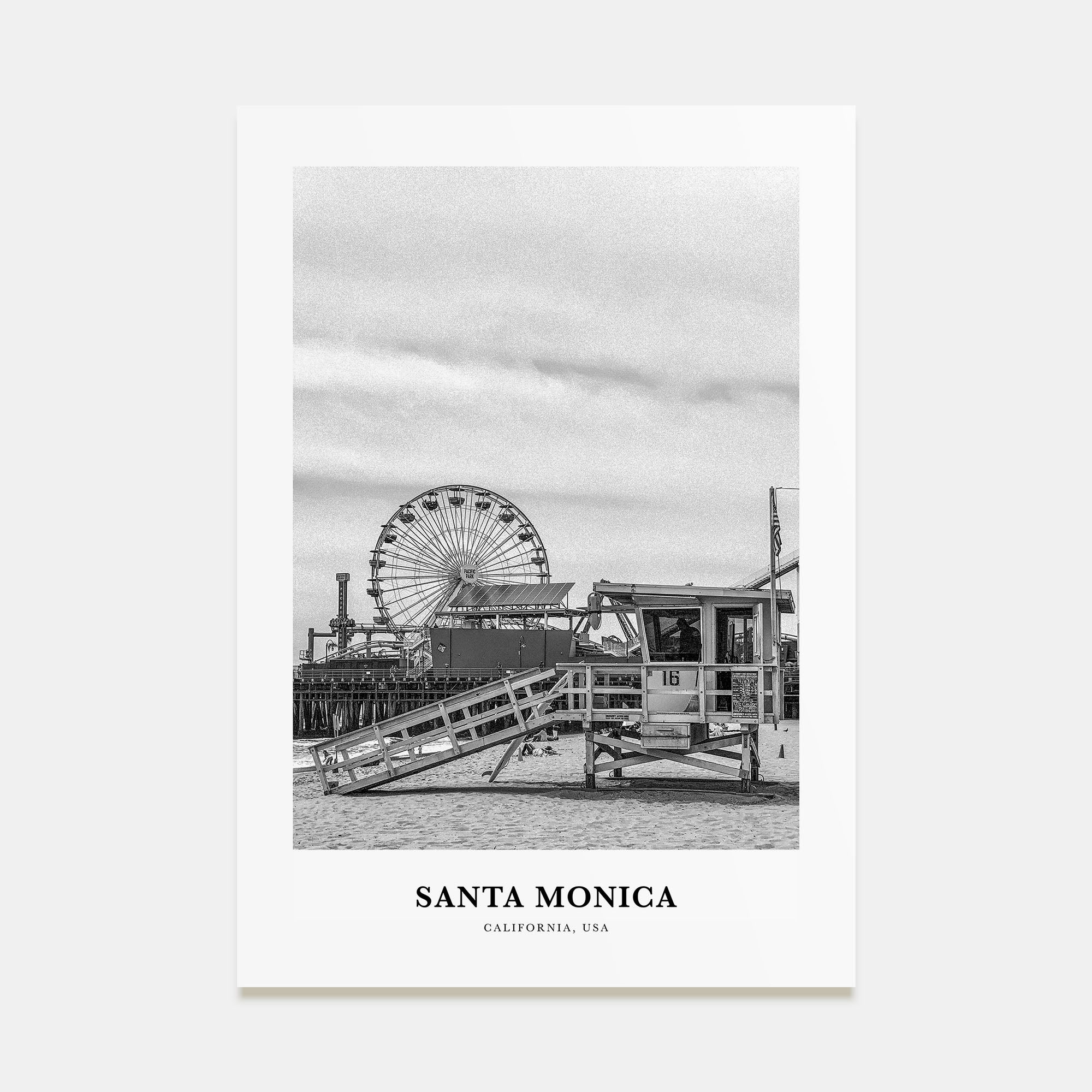 Santa Monica Portrait B&W No 2 Poster