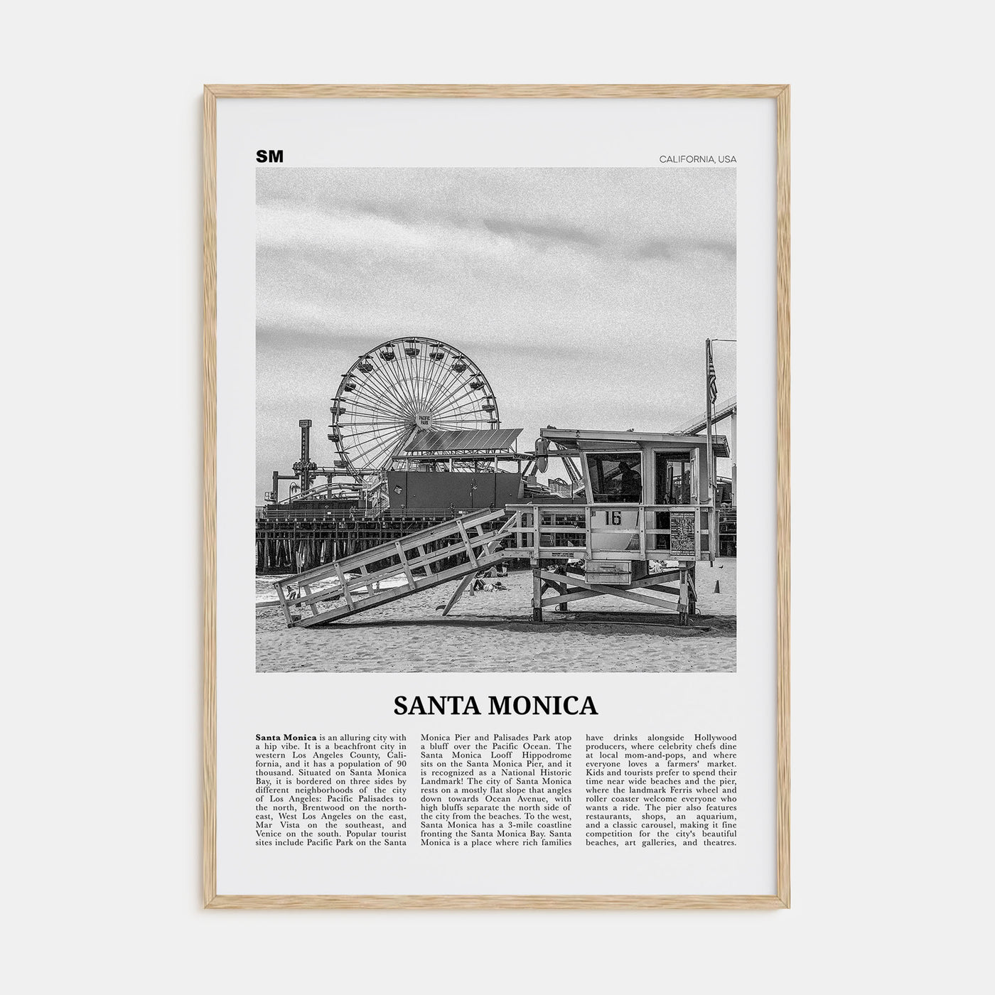 Santa Monica Travel B&W No 1 Poster