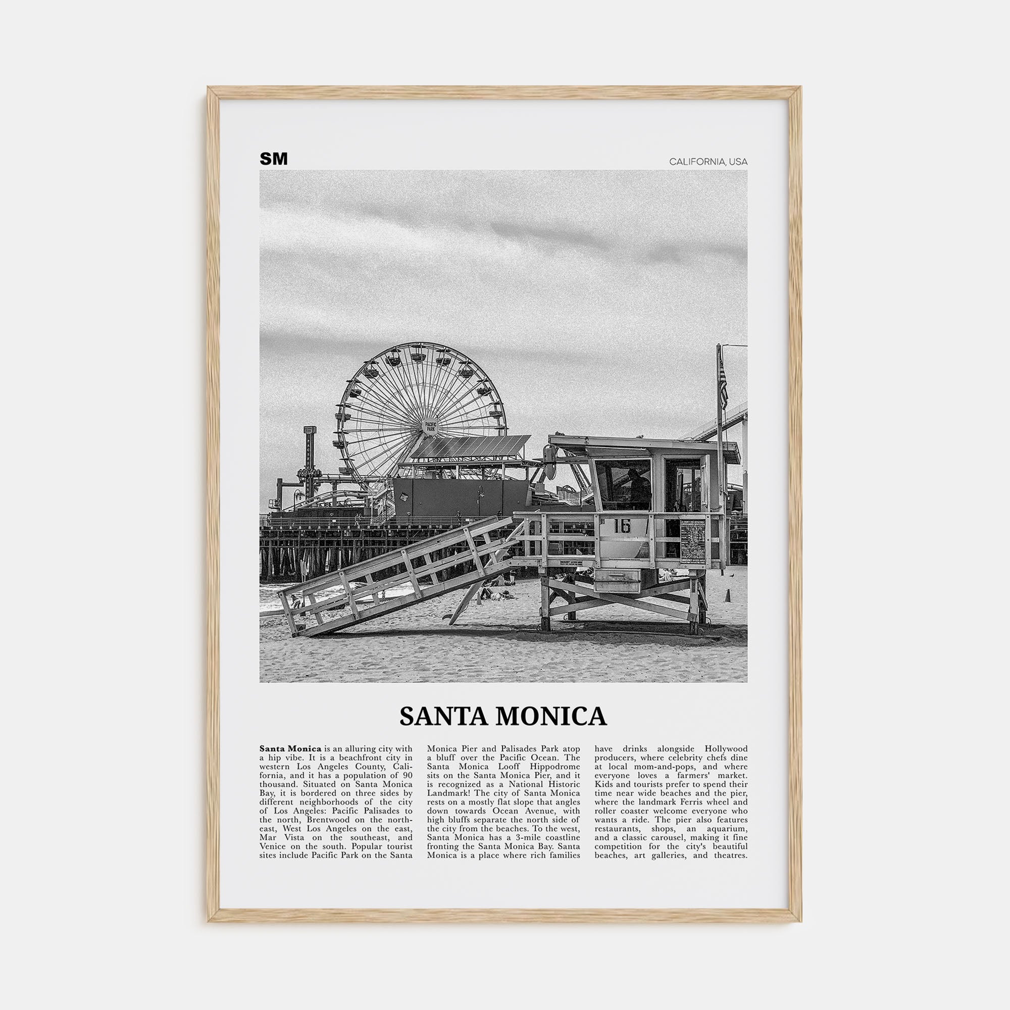 Santa Monica Travel B&W No 1 Poster