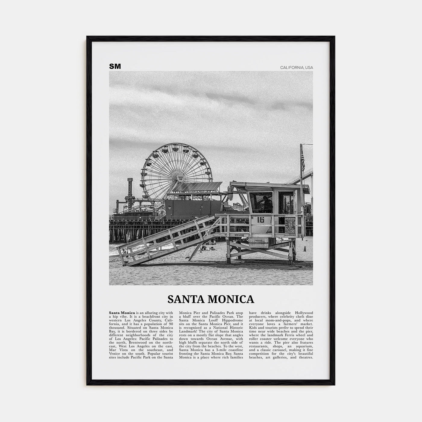 Santa Monica Travel B&W No 1 Poster