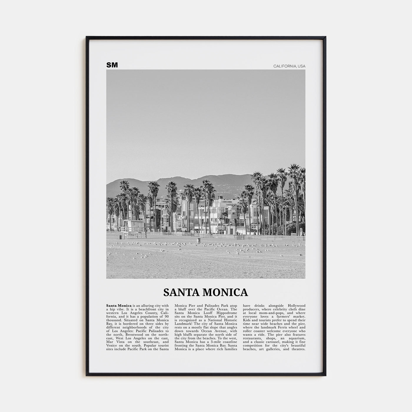 Santa Monica Travel B&W No 2 Poster
