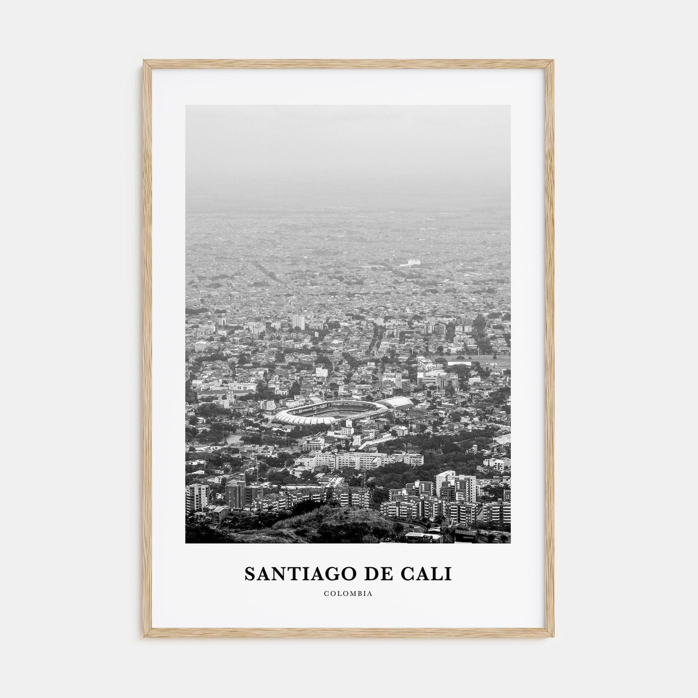 Santiago de Cali Portrait B&W Poster