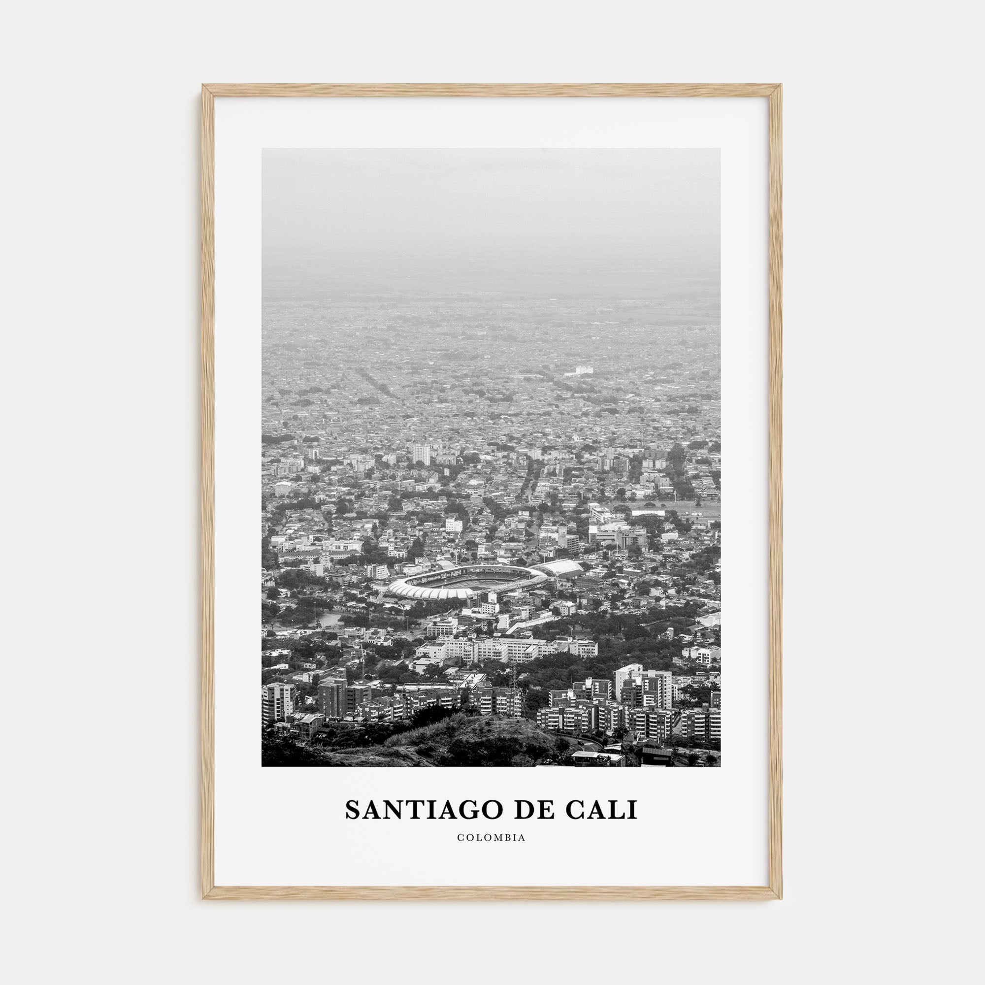Santiago de Cali Portrait B&W Poster