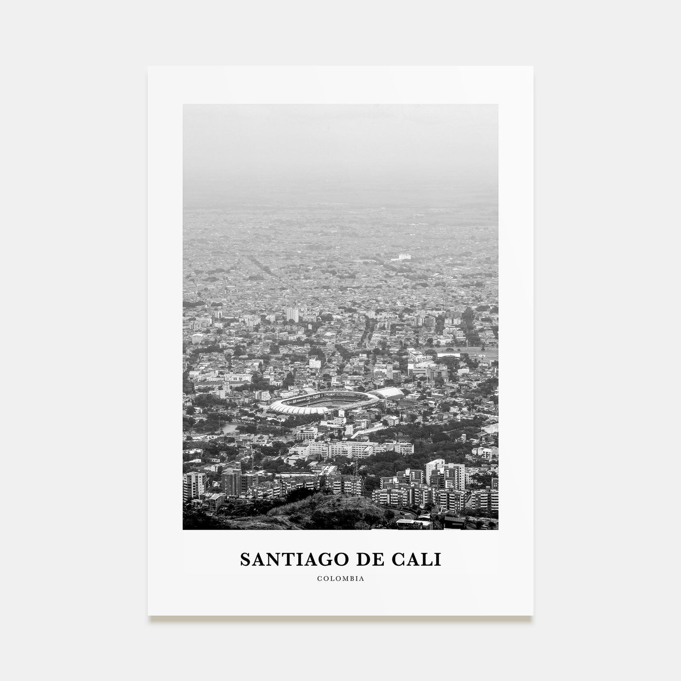 Santiago de Cali Portrait B&W Poster