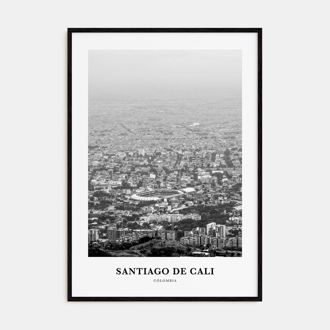 Santiago de Cali Portrait B&W Poster