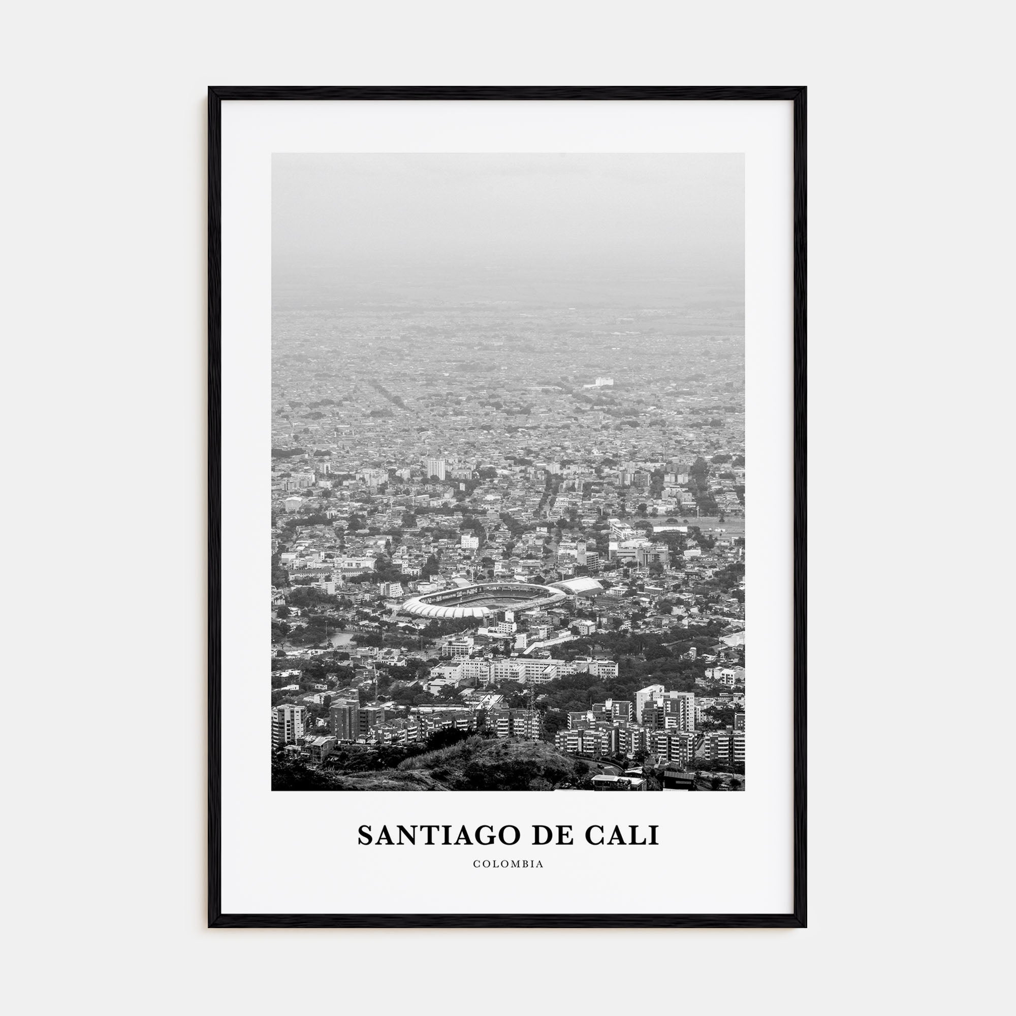Santiago de Cali Portrait B&W Poster