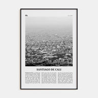 Santiago de Cali Travel B&W Poster