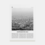 Santiago de Cali Travel B&W Poster