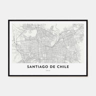 Santiago de Chile Map Landscape Poster