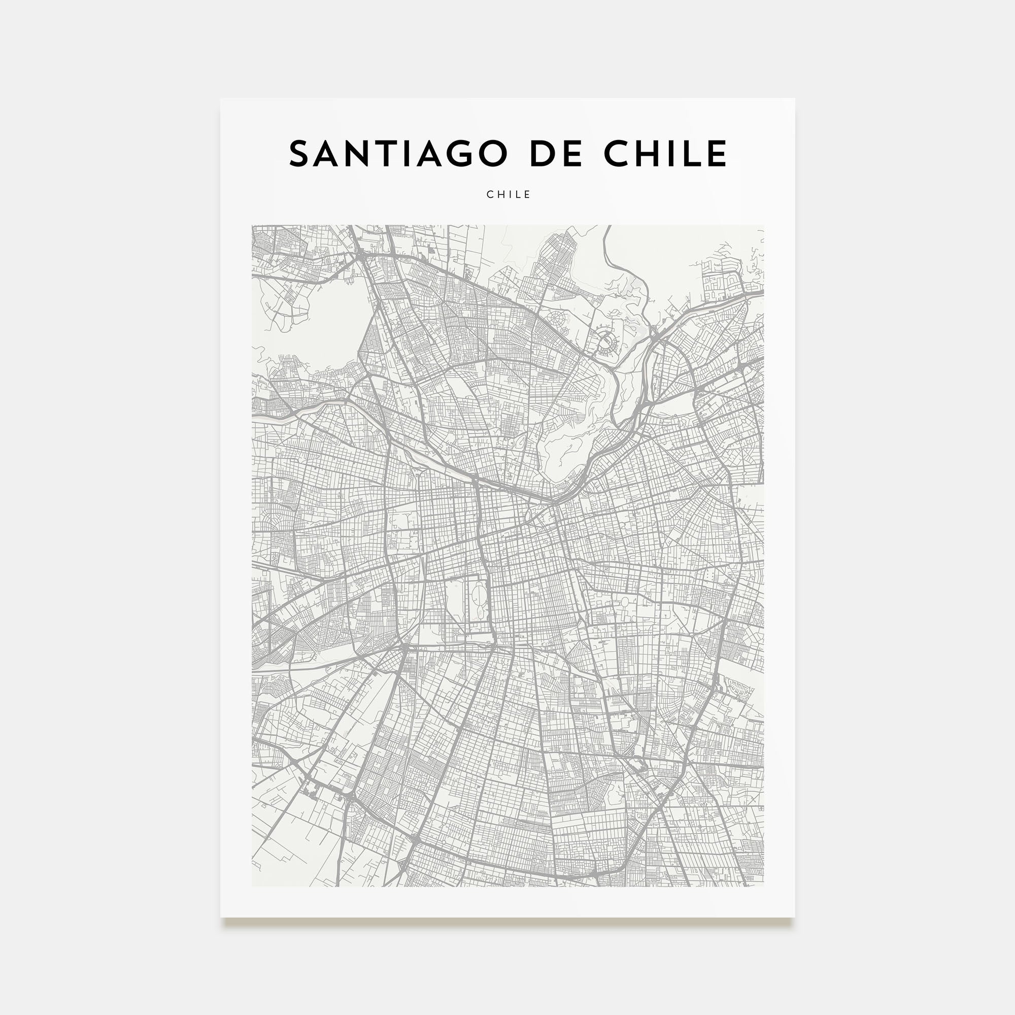 Santiago de Chile Map Portrait Poster