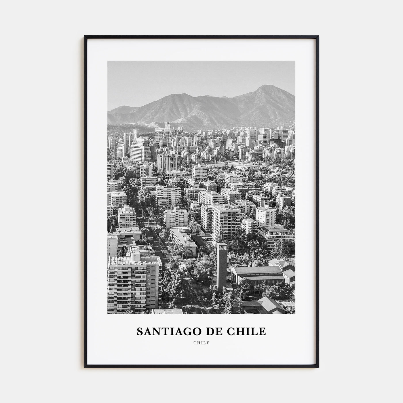 Santiago de Chile Portrait B&W Poster