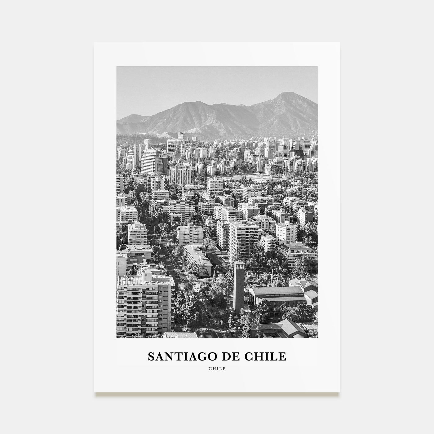 Santiago de Chile Portrait B&W Poster