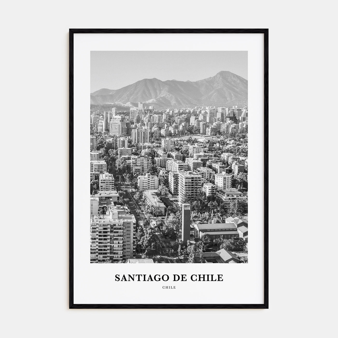 Santiago de Chile Portrait B&W Poster