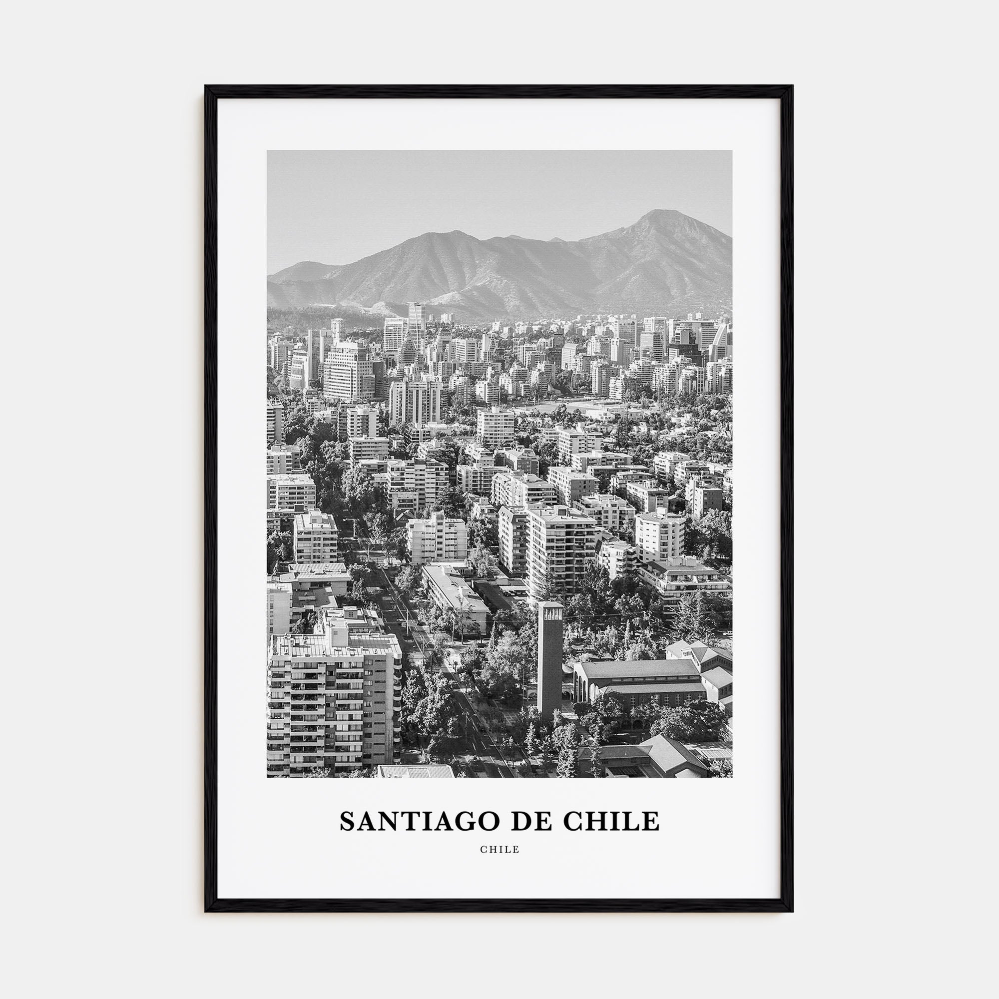 Santiago de Chile Portrait B&W Poster