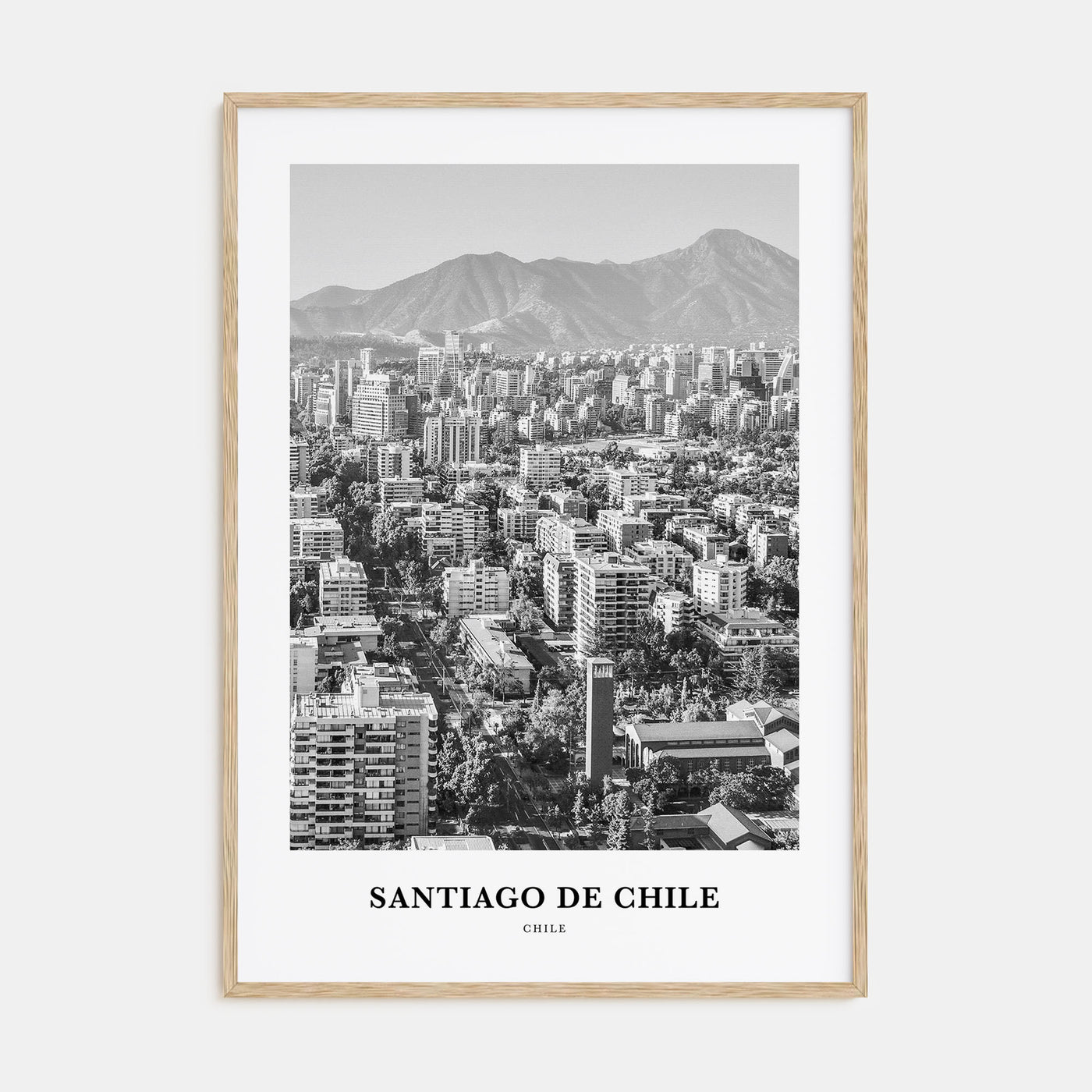 Santiago de Chile Portrait B&W Poster