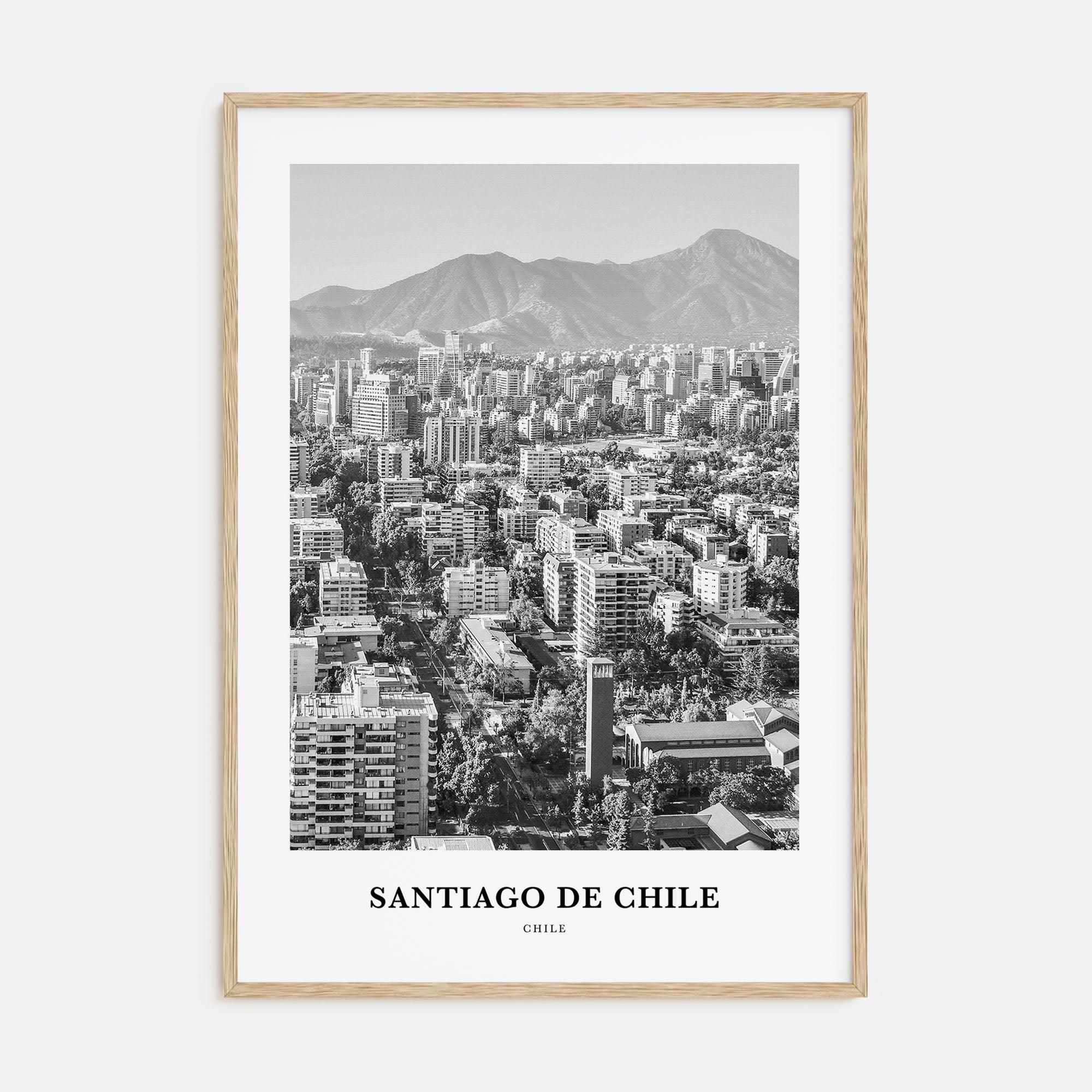 Santiago de Chile Portrait B&W Poster