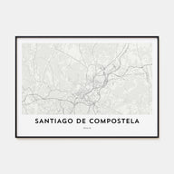 Santiago de Compostela Map Landscape Poster