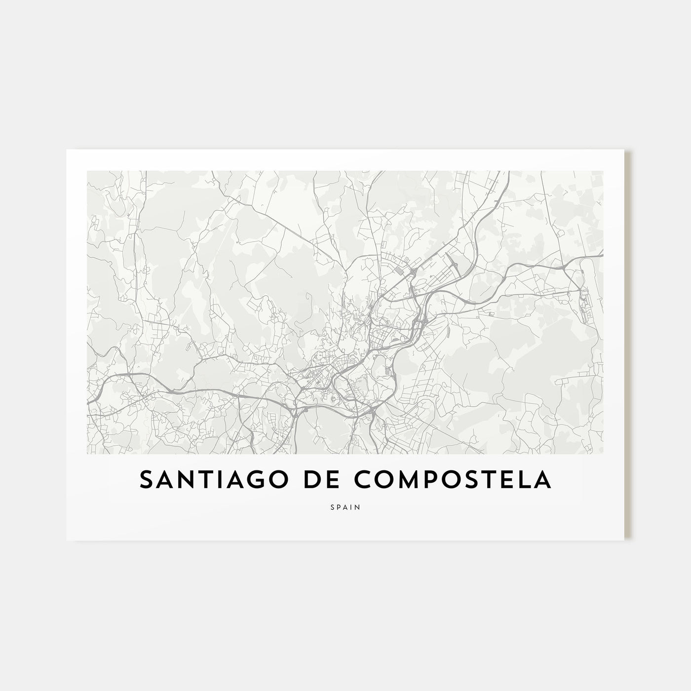 Santiago de Compostela Map Landscape Poster