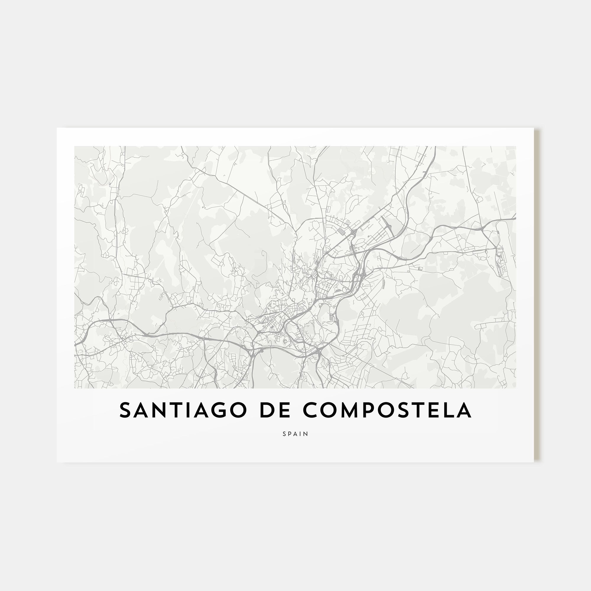 Santiago de Compostela Map Landscape Poster