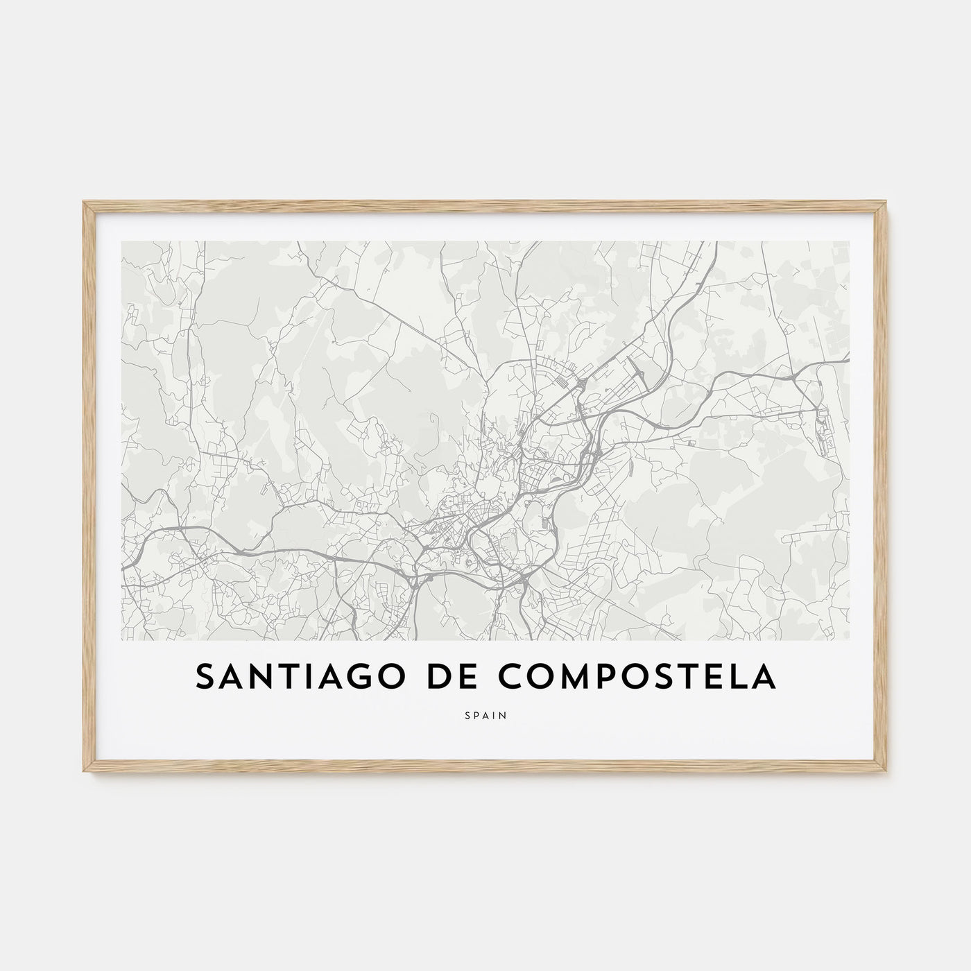 Santiago de Compostela Map Landscape Poster