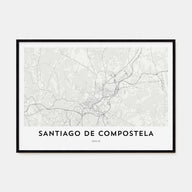 Santiago de Compostela Map Landscape Poster