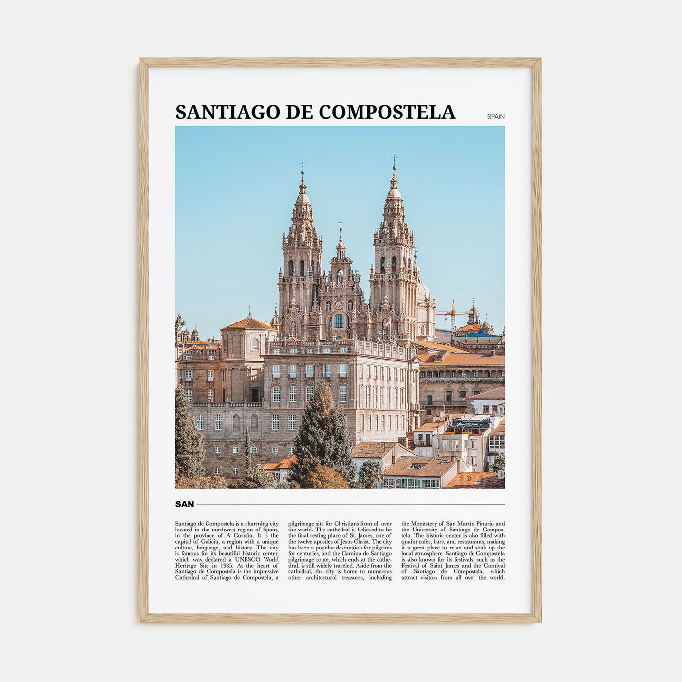 Santiago de Compostela Travel Color Poster