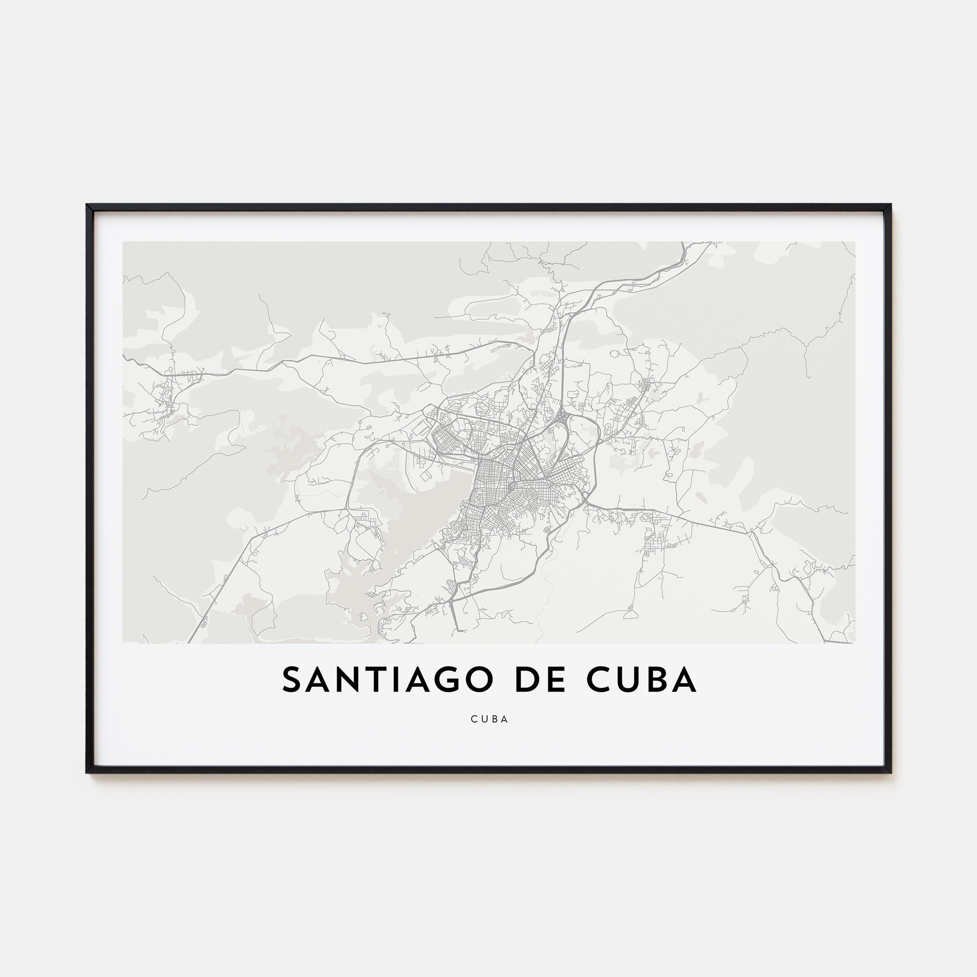 Santiago de Cuba Map Landscape Poster