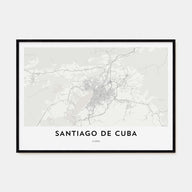 Santiago de Cuba Map Landscape Poster